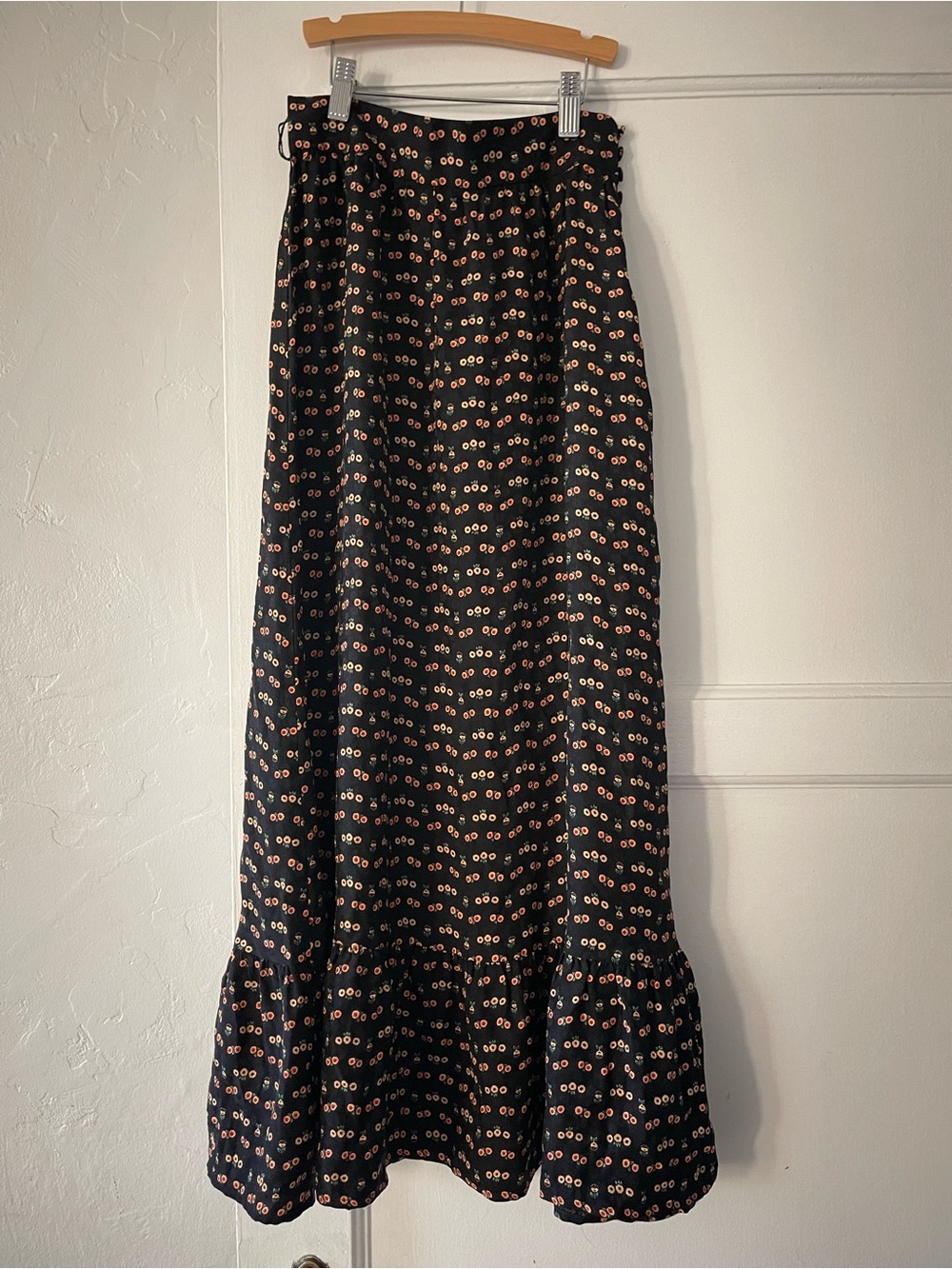Sezane Black Floral Maxi Skirt size 34